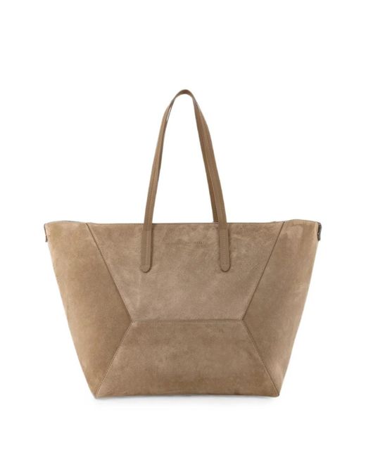 Brunello Cucinelli Natural Suede Tote Bag