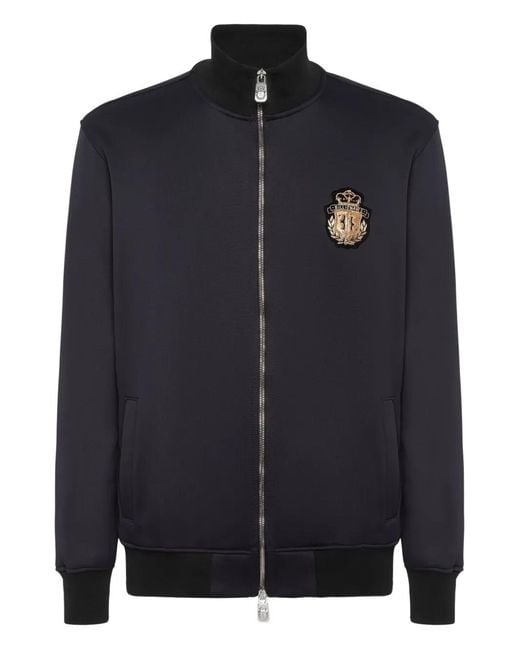Billionaire Blue Sweat Zippé À Patch Logo for men