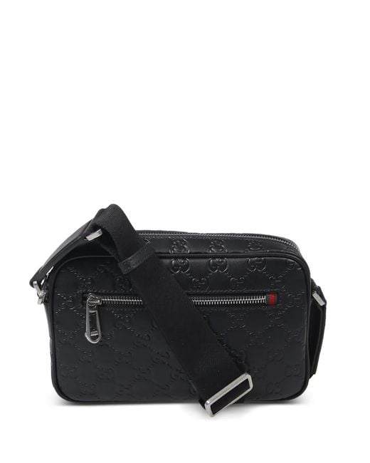 Gucci Black Embossed Messenger Bag for men