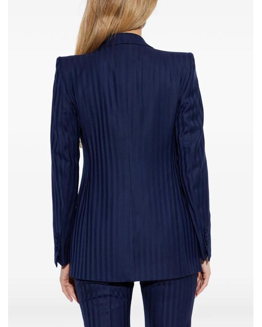 Tom Ford Blue Striped Double-Breasted Jacket