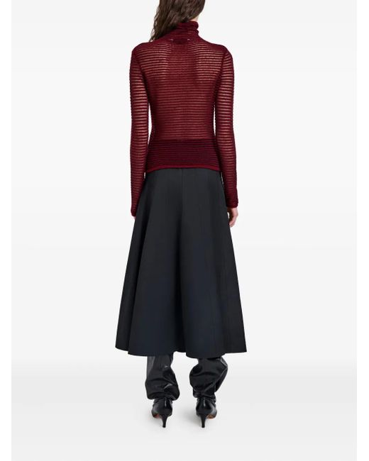 Proenza Schouler Red Hailey Ribbed Turtleneck Top