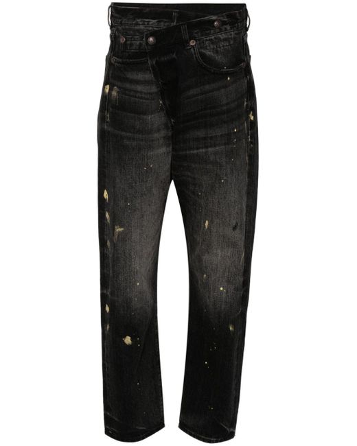 R13 Black Halbhohe Straight-Leg-Jeans