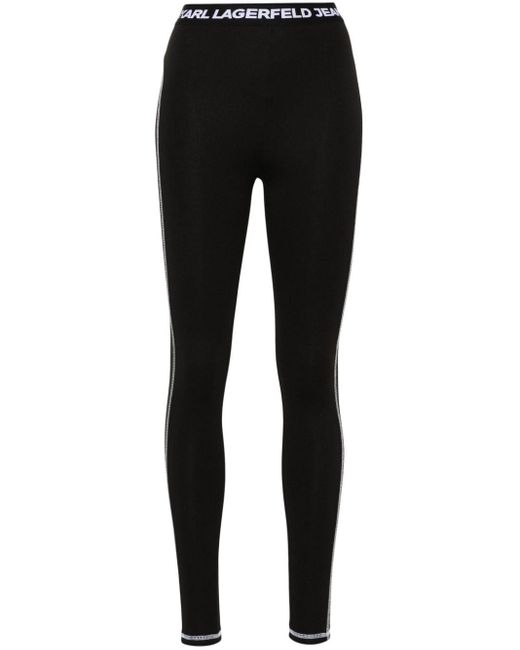 Karl Lagerfeld Black Logo-waistband leggings