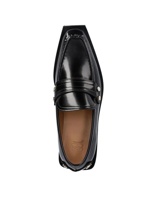 Ganni Black Studded Loafers