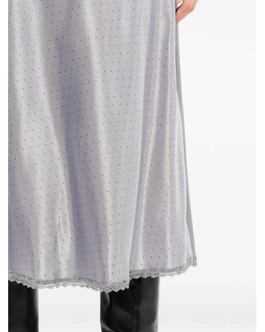 JNBY Gray Lace-Trimed Midi Skirt