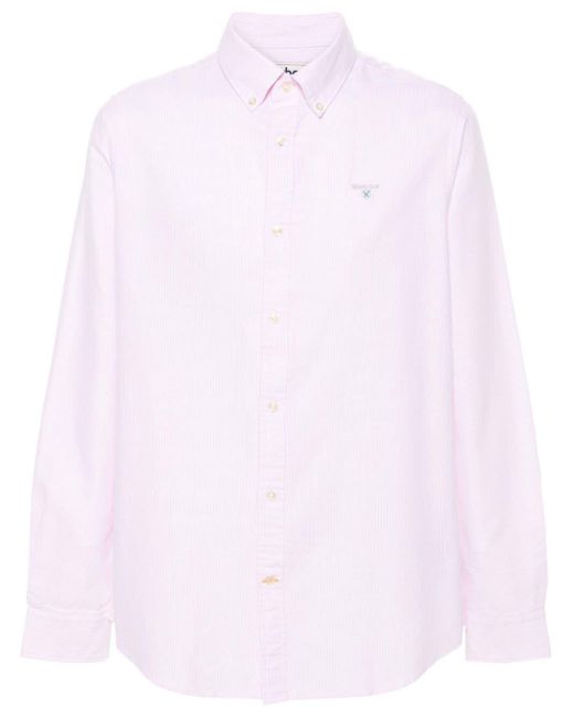 Barbour Pink Logo-embroidered Striped Shirt for men