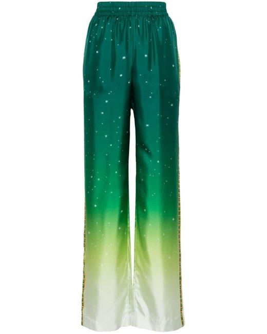 Casablancabrand Green Joyaux D'afrique Silk Trousers