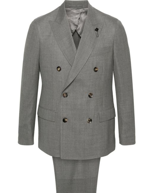 Costume en laine à veste croisée Lardini pour homme en coloris Gray