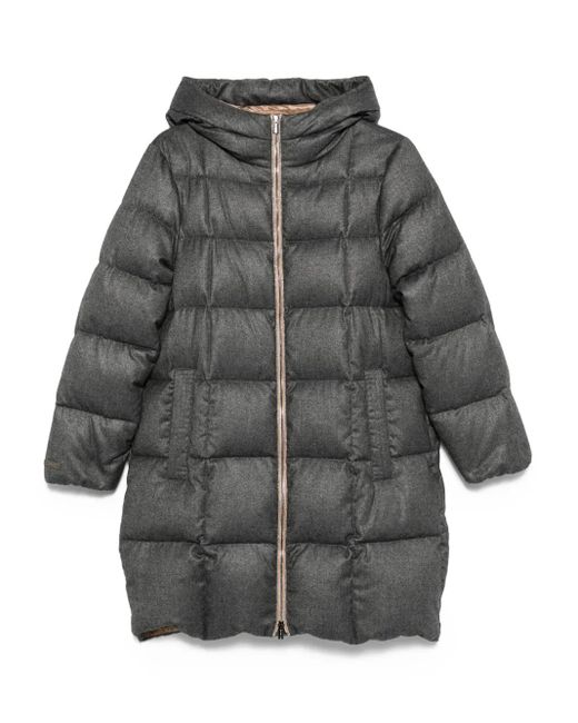 Peserico フーデッド キルティングコート Gray
