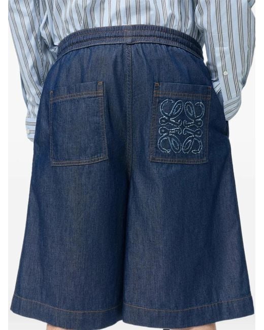 Loewe Blue Drawstring Chambray Shorts for men
