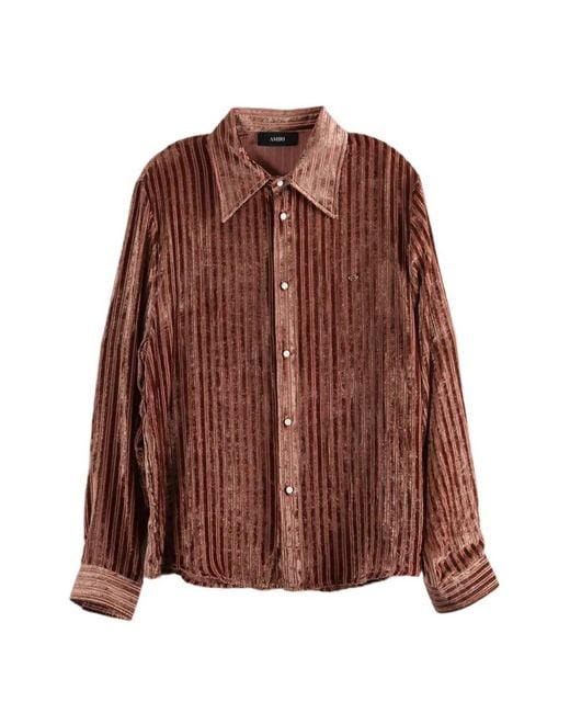 Amiri Brown Striped-Pattern Buttoned Shirt for men