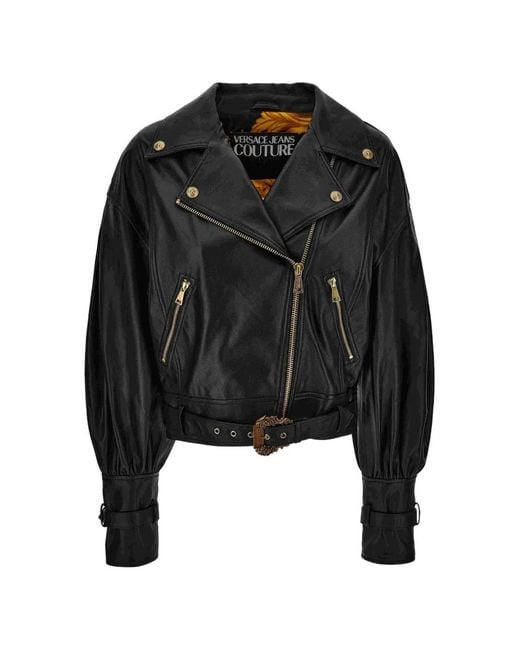Versace Jeans Couture Black Zip-Pocket Biker Jacket