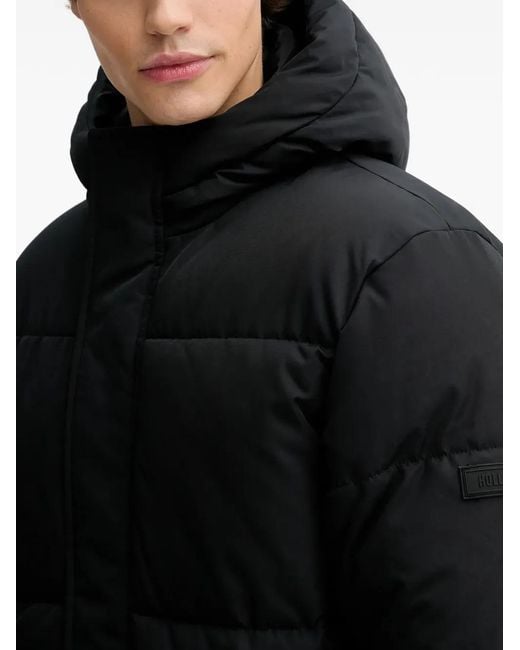Hollister Black Hooded Puffer Coat for men