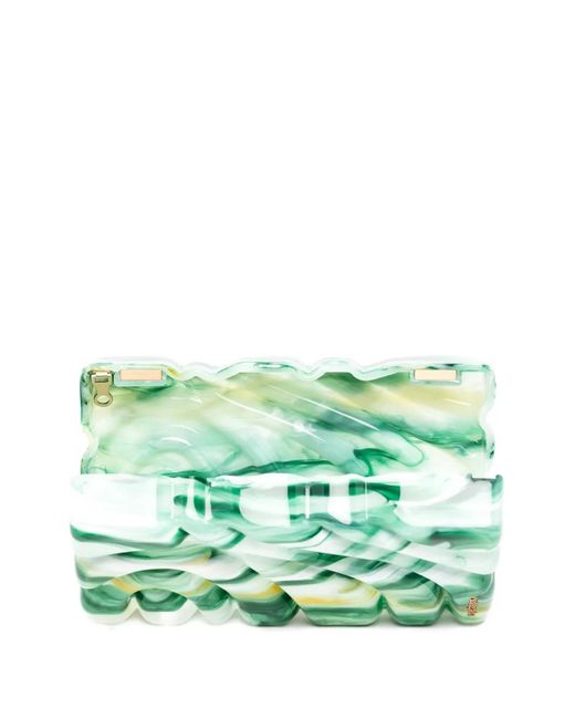 Cult Gaia Green Aura Marbled Clutch Bags