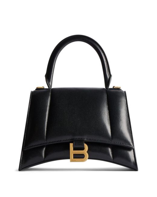 Balenciaga Black Small Hourglass Leather Tote Bag