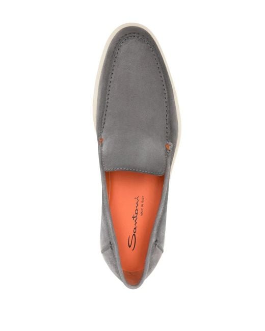 Santoni Gray Gradient-Effect Suede Loafers for men