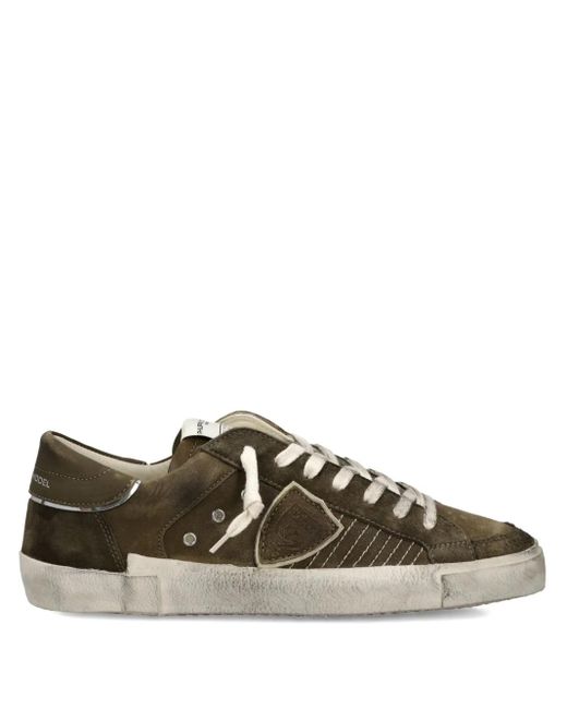 Philippe Model Brown Leather Low-Top Sneakers for men