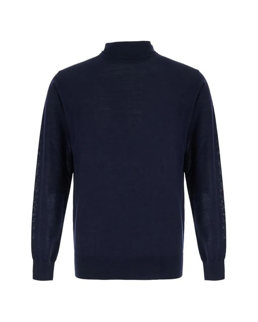 Kangra Blue High-Neck Long-Sleeve Sweater for men