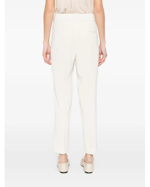 Peserico White Pin-Stripe Pleat Trousers