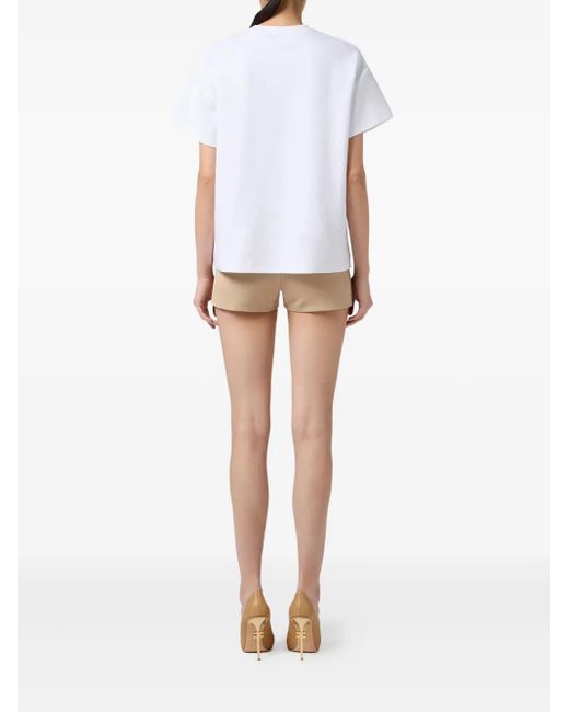 Elisabetta Franchi White Logo-Detail Short-Sleeve T-Shirt
