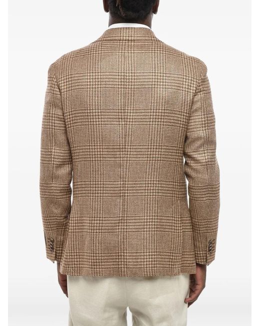 Corneliani Natural Houndstooth Single-Breasted Blazer for men