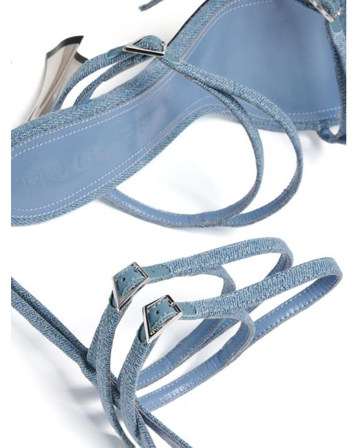 Mugler Blue Fang Jeans-Sandalen 95mm