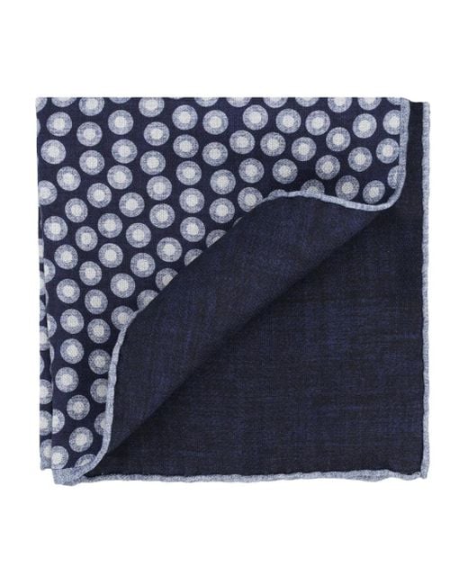 Brunello Cucinelli Blue Polka-Dot Pocket Square for men