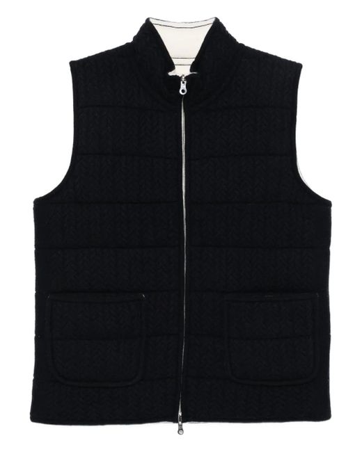 arch4 Black Herringbone Padded Gilet for men