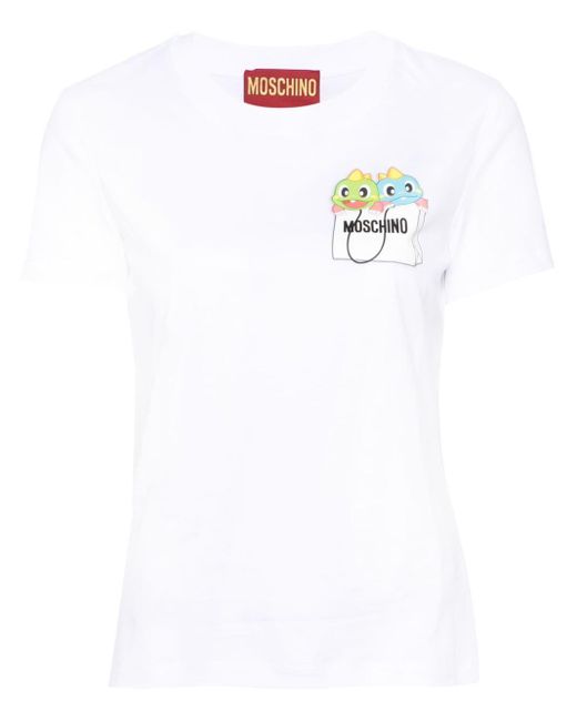 Moschino Puzzle Bobble T-shirt Met Print in het White