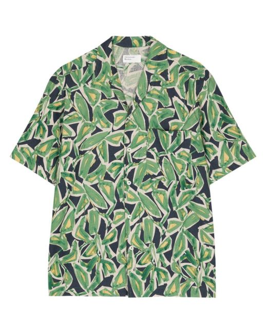Universal Works Green Artist Flower Linen-cotton Shirt for men