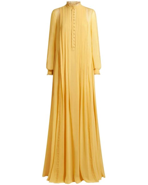 Etro Yellow Pleated Gown