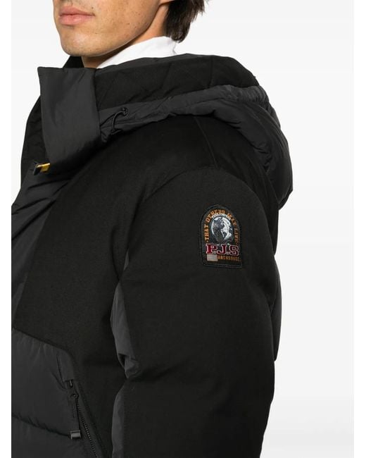 Parajumpers Black Logo-Patch Padded Jacket for men