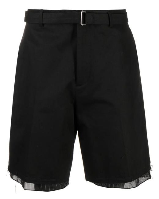 Lanvin Black Contrast-Trim Cotton Bermuda Shorts for men