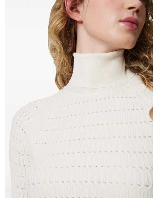 Maglione A Collo Alto di Twinset in White