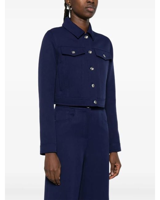 Patrizia Pepe Blue Denim-Effect Button Jacket