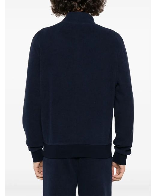 Corneliani Blue Mock-Neck Zip-Up Sweatshirt for men