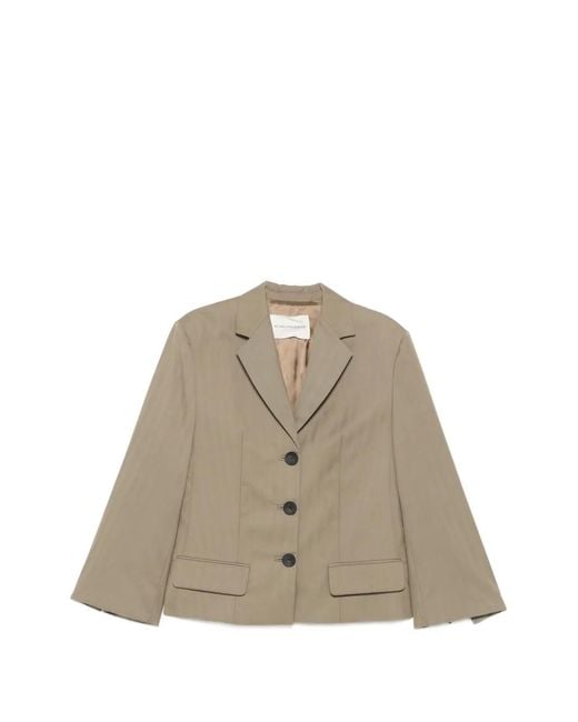 By Malene Birger Natural Kaias Herringbone Single-Breasted Coat