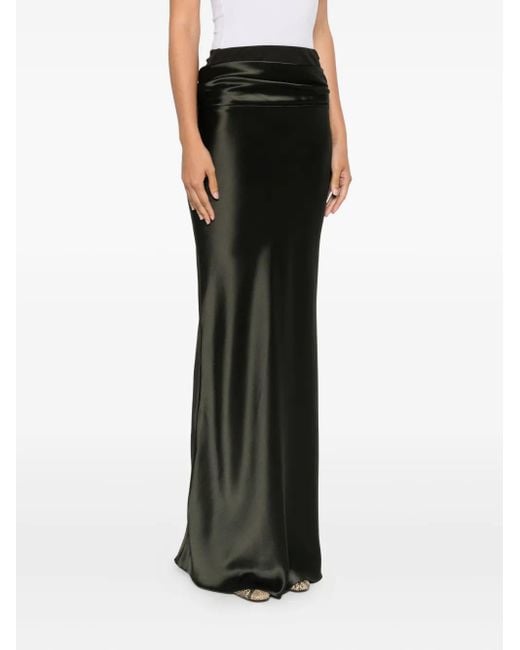 Nanushka Black Letto Draped-Detail Maxi Skirt