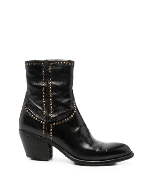 LEMARGO Black Stud-Embellished Leather Ankle Boots