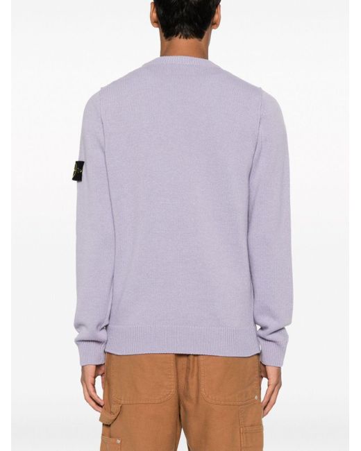 Stone Island Logo appliqu d Wool blend Sweater in Purple for Men