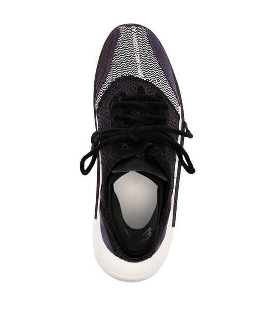 Y-3 Black Qisan Knitted Low-Top Sneakers for men