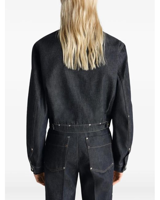 Lemaire Black Studded Cropped Denim Jacket