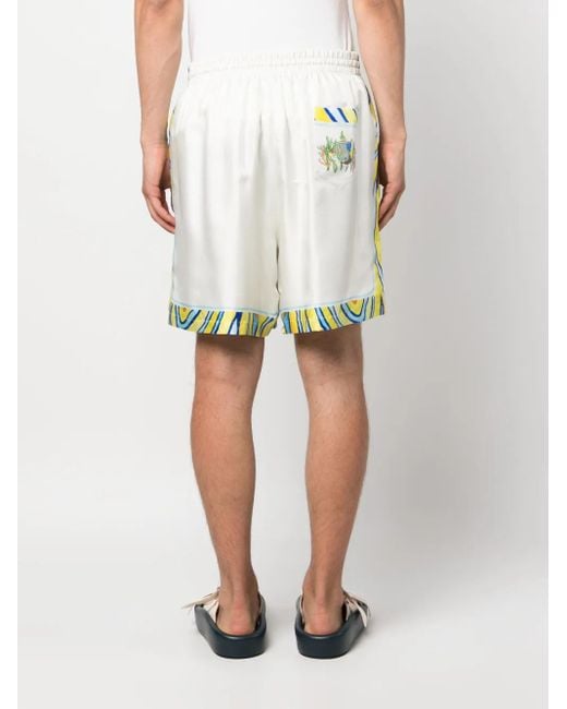 Casablanca White Tennis Club Icon Silk Shorts for men