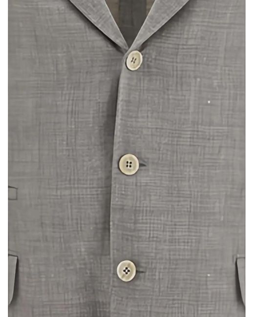 Brunello Cucinelli Gray Herringbone-Pattern Single-Breasted Jacket for men