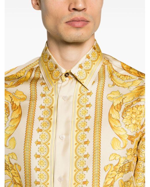Versace Overhemd Met Barokprint in het Yellow voor heren