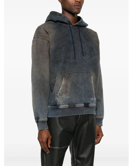 DIESEL D-Um-Rib Track Denim Hoodie in Gray | Lyst