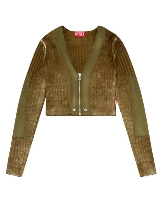 DIESEL Green Zip-Detail Sweater