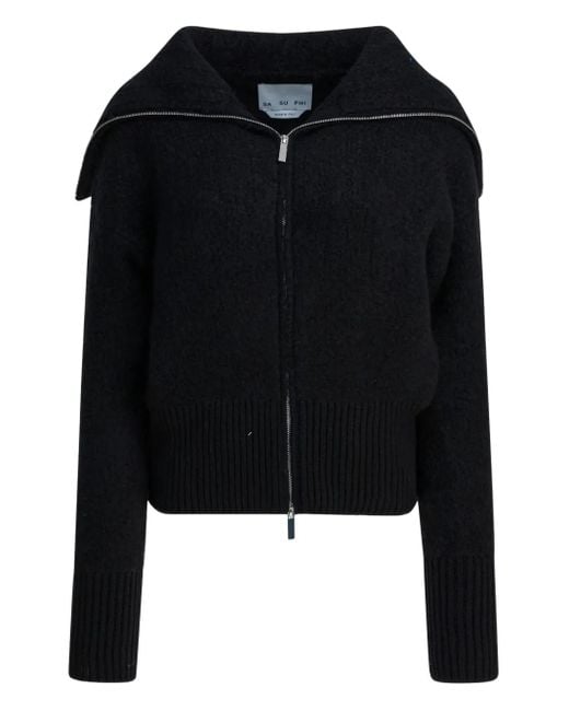 Sa Su Phi Black Zip-Fastening Cardigan