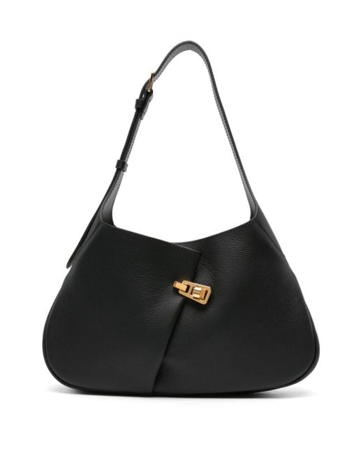 Coccinelle Black Folded-detail Leather Shoulder Bag
