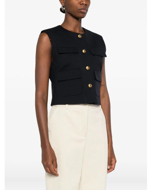 P.A.R.O.S.H. Blue Pocketed Buttoned Waistcoat